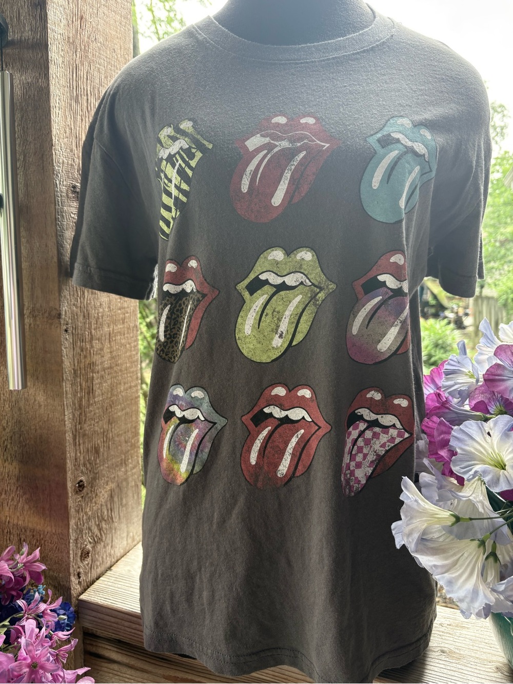 🎈🎉HP🎉🎈Rolling Stones Bravado Graphic Cotton Tee Grey/Multi-Color Tongue Print M